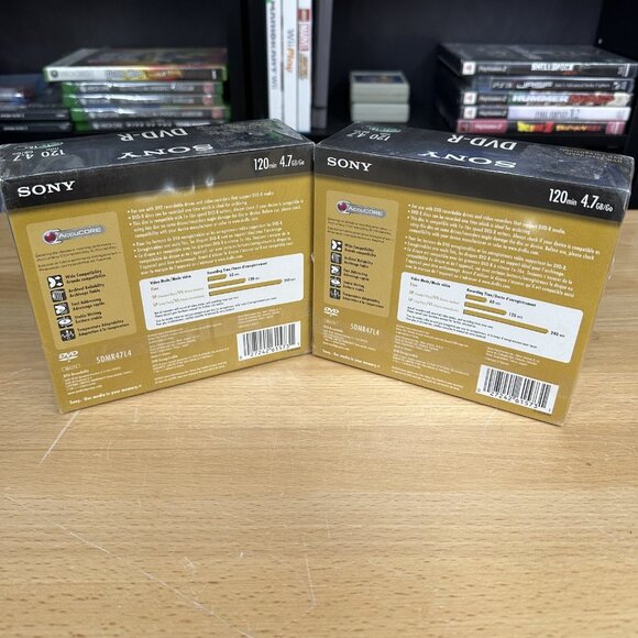 Lot of 2 Sony DVD-R 5 Pack 120 Min 4.7 GB Recordable Media Blank Disc New - Picture 2 of 2